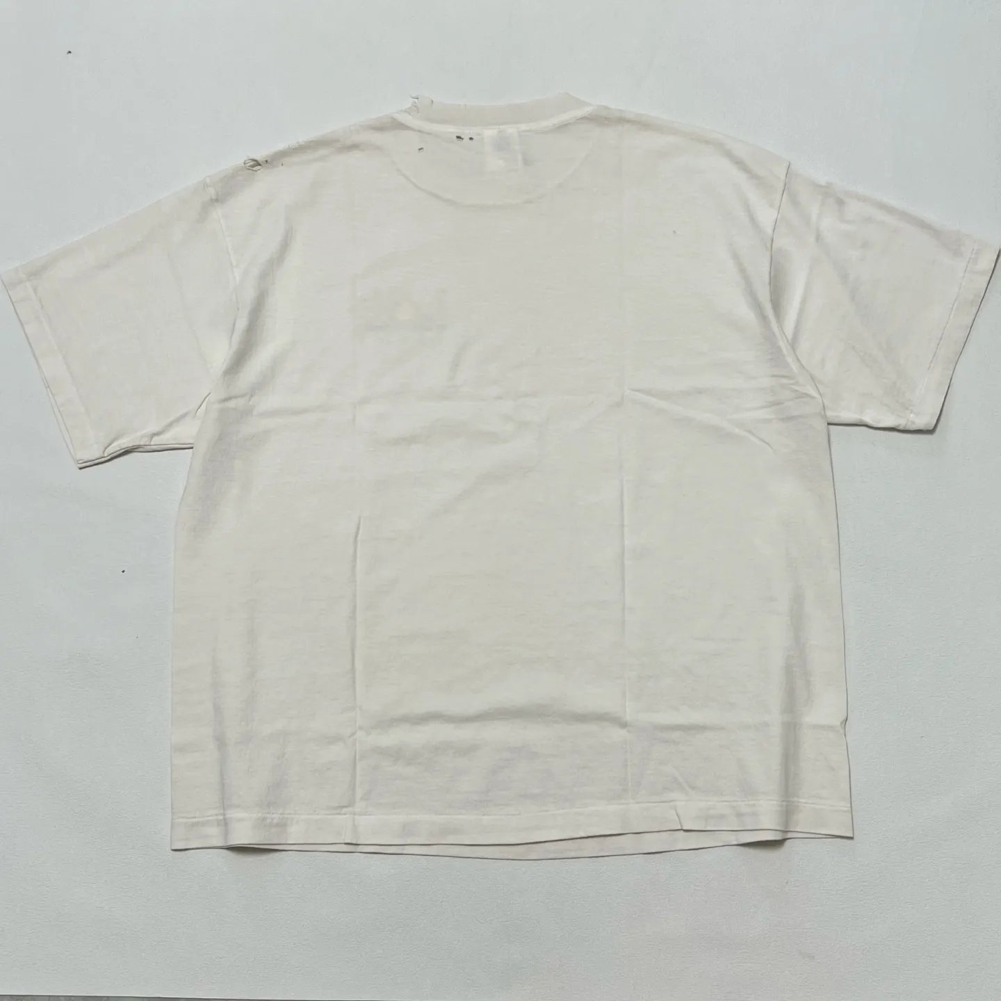 SAINT Mxxxxxx 25SS LOVE_SS TEE/WHT LOVE little sun destroyed washed distressed short sleeves off-white S-XL rainbow OE yarn original version consistent tube woven side seam fabric re-washed distressed craftsmanship of cut and damaged holes hand-made graffiti splashed ink original consistent main mark/wash mark/little angel anti-counterfeiting mark